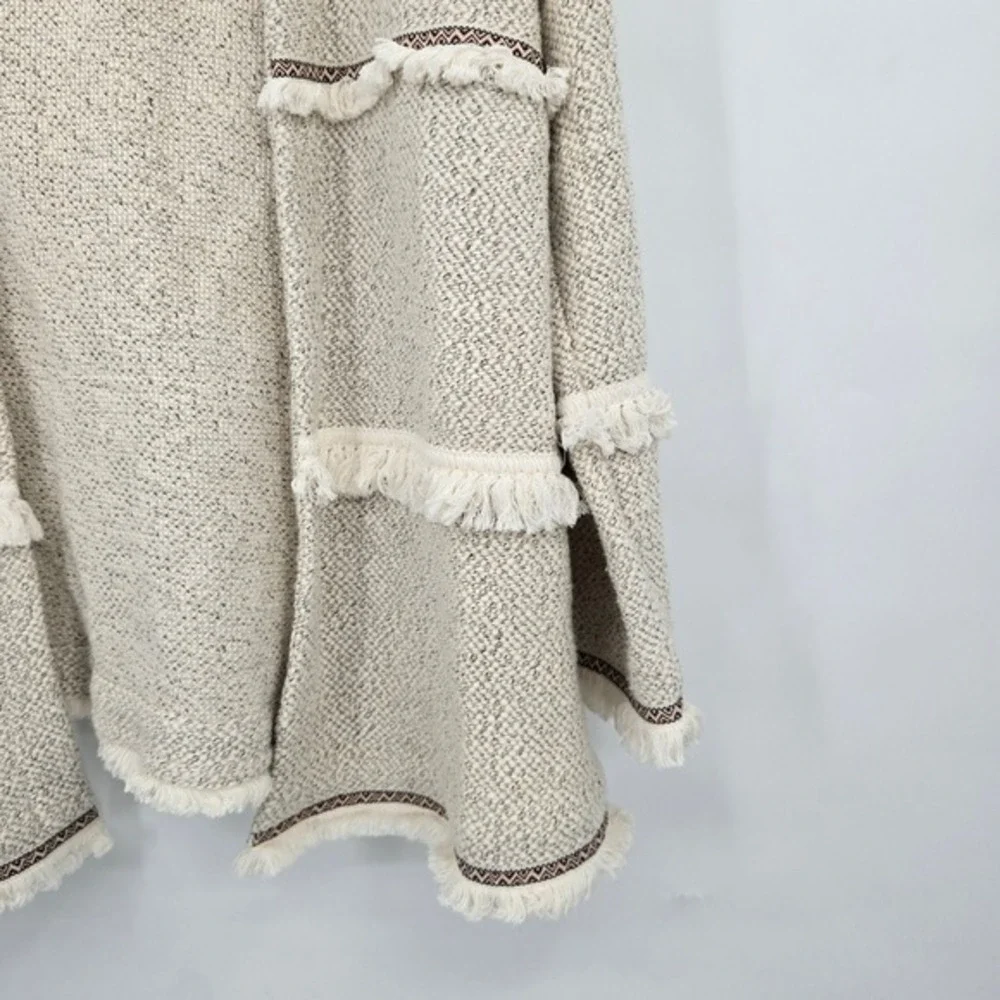 JACK by BB Dakota Cream Fringe Open Front‎ Cardigan Sweater Jacket M